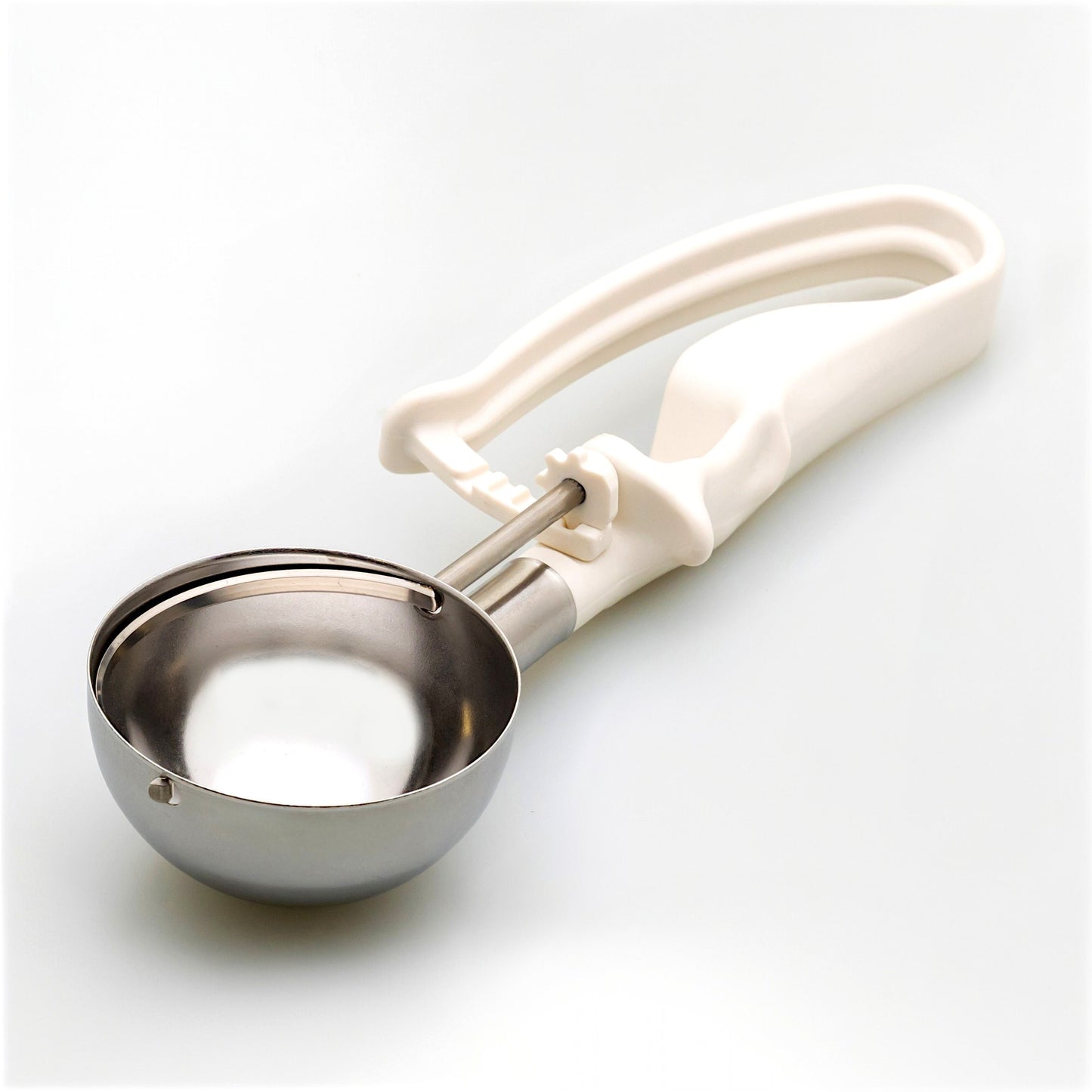 # 10 Ivory (Bowl Capacity 3.19 oz.) Commercial Stainless Food Disher Scoop, Food Scoop, Rice Scoop, Portion Control Tool for Mashed Potato, Rice, Baked Beans, Salad, or soufflé
