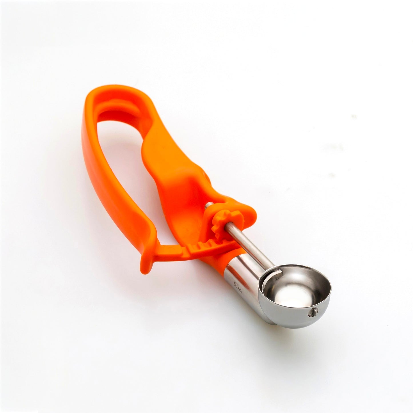 #100 Orange (Bowl Capacity 0.32 oz.) Durable Stainless Food Disher Scoop, Portion Control Tool for Fruit Ball, Meat Ball, Cream Cheese, Protein Ball