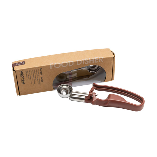 # 70 Burgundy (Bowl Capacity 0.46 oz.) Home Use Professional Stainless Food Disher Scoop, Portioner for Fruit Ball, Falafel, Meat Ball, Cream Cheese, Protein Ball