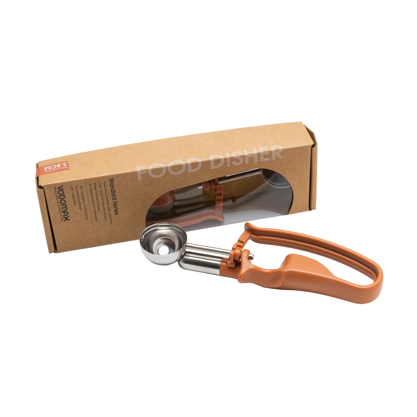 # 50 Brown (Bowl Capacity 0.65 oz.) Commercial Stainless Food Disher Scoop, Falafel Scoop, Portion Control Tool for Sauce, Gravy, Ice Cream, and Cookie Dough