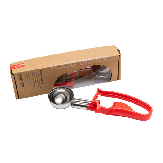 # 24 Red (Bowl Capacity 1.49 oz.) Heavy-Duty Stainless Food Disher Scoop, 1.5 oz. Disher, Portion Control Tool for Cup Cake, Muffin, Potato Salad, Ice Cream, and Gelato