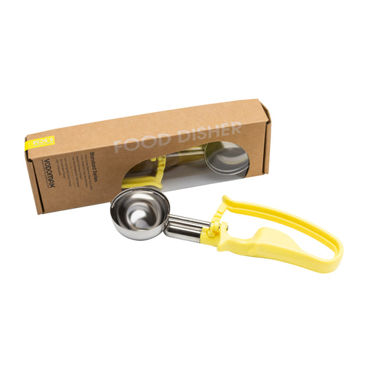 # 20 Yellow (Bowl Capacity 1.77 oz.) Durable Stainless Food Scoop, Ice Cream Digger, Gelato Disher, Portioner for Cup Cake, Muffin, Potato Salad, Ice Cream, and Gelato