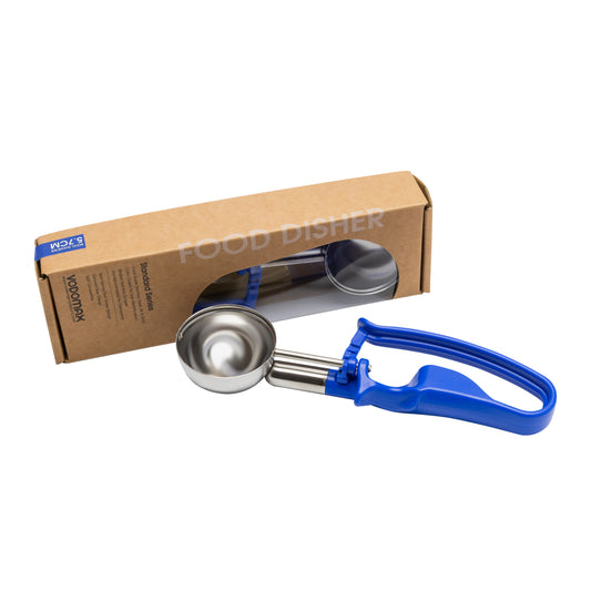 # 16 Blue (Bowl Capacity 2.07 oz.) Commercial Stainless Food Disher, 2 oz. Scoop, Ice Cream Scoop, Portion Control Tool for Cup Cake, Muffin, Potato Salad, Ice Cream, and Gelato