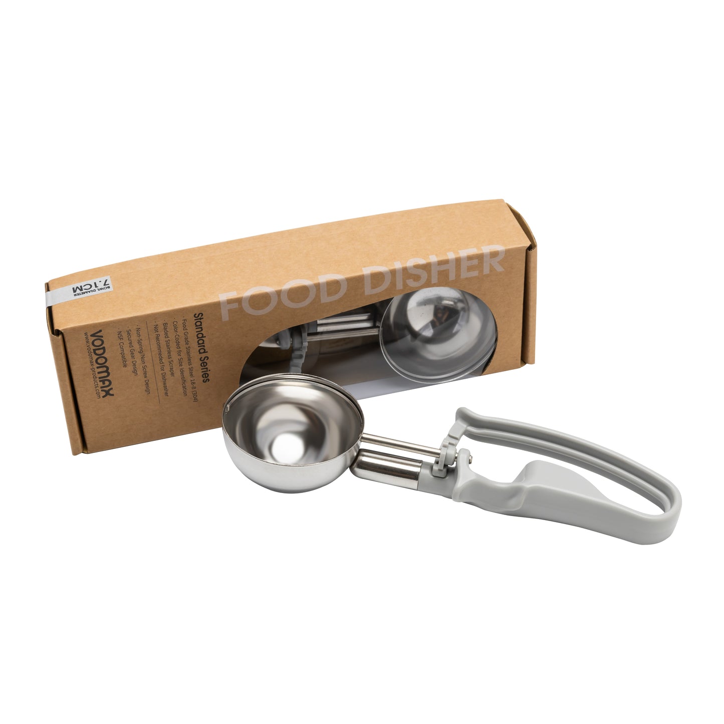 Commercial Stainless Food Disher Scoop, Size 08 Grey (Bowl Capacity 3.64 oz.), Portion Control Tool for Mashed Potato, Rice, Baked Beans, Salad, or soufflé