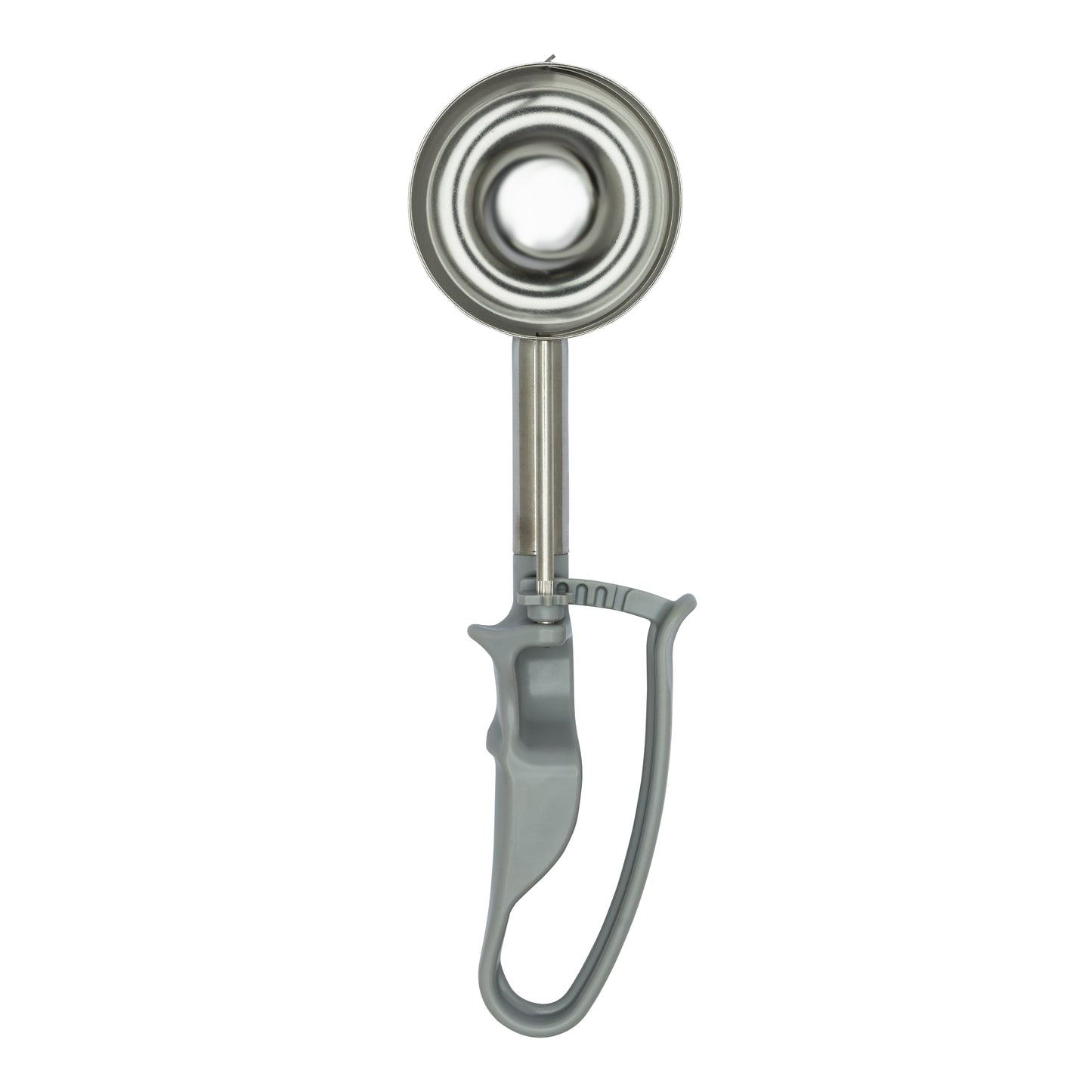 EXTENDED Size 08 Grey, Commercial Food Disher Scoop, Heavy-Duty Portioner, Palm-Squeeze Disher, Rice Scoop, Bowl Dia. 2-3/4" (7.1CM), Bowl Capacity 3.64 oz.