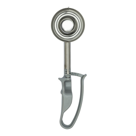 EXTENDED Size 08 Grey, Commercial Food Disher Scoop, Heavy-Duty Portioner, Palm-Squeeze Disher, Rice Scoop, Bowl Dia. 2-3/4" (7.1CM), Bowl Capacity 3.64 oz.