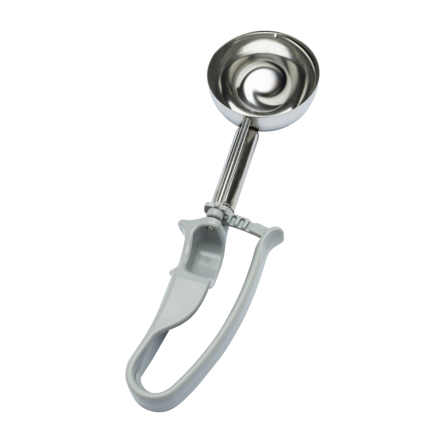 EXTENDED Size 08 Grey, Commercial Food Disher Scoop, Heavy-Duty Portioner, Palm-Squeeze Disher, Rice Scoop, Bowl Dia. 2-3/4" (7.1CM), Bowl Capacity 3.64 oz.