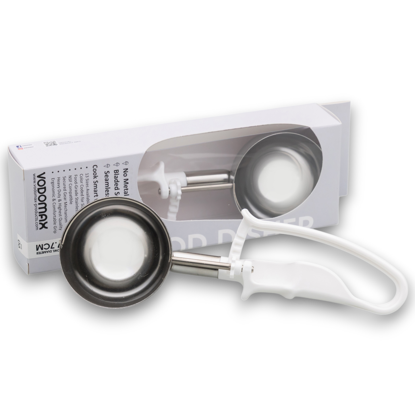 # 06 White (Bowl Capacity 4.66 oz.) Best-Rated Stainless Food Disher Scoop, Portion Control Tool for Mashed Potato, Rice, Baked Beans, Salad, or soufflé