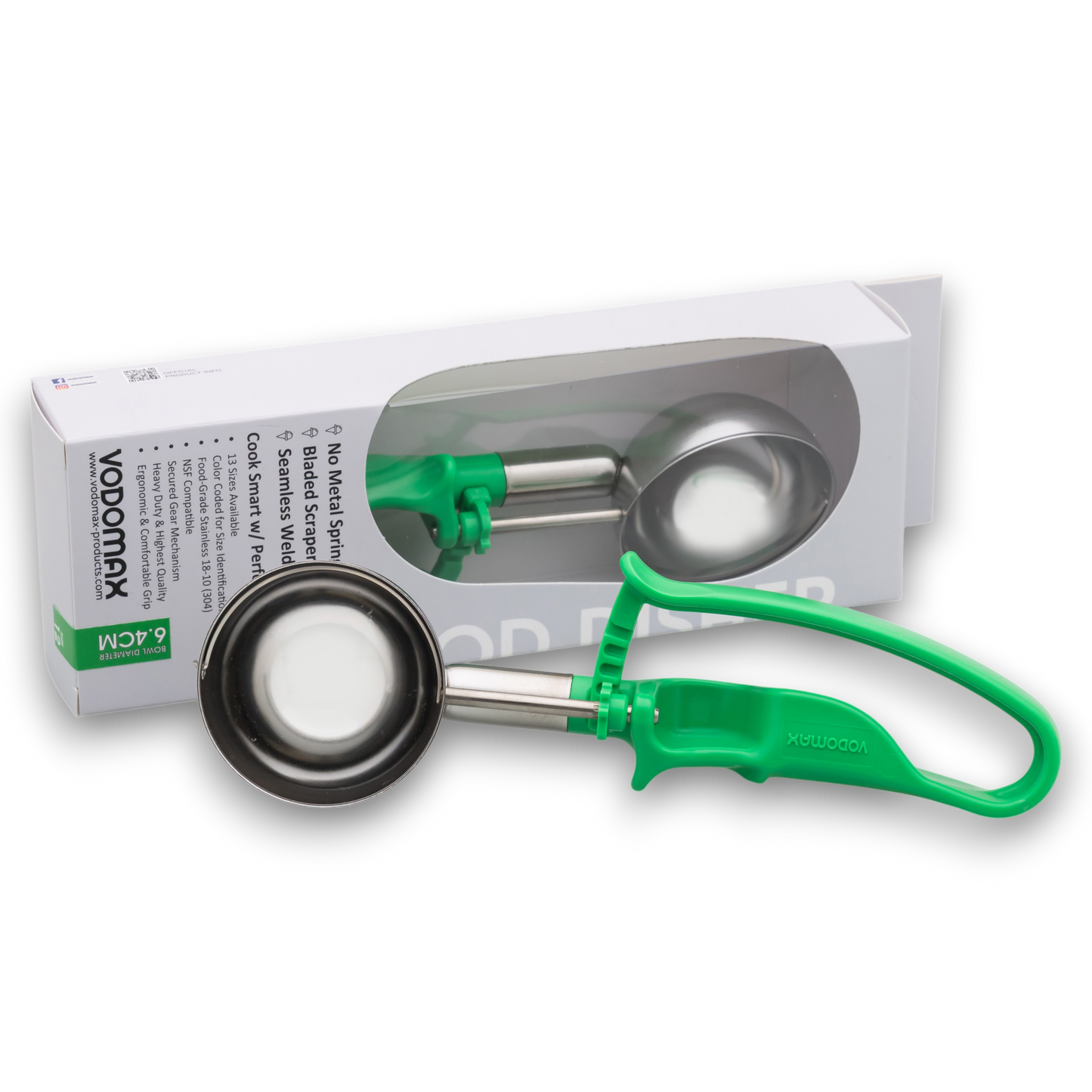 # 12 Green (Bowl Capacity 2.78 oz.) Commercial Stainless Food Disher, Rice Scooper, Portion Control Tool for Mashed Potato, Rice, Baked Beans, Salad, or soufflé