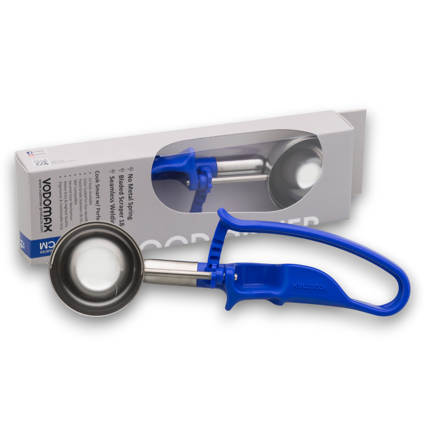 # 16 Blue (Bowl Capacity 2.07 oz.) Commercial Stainless Food Disher, 2 oz. Scoop, Ice Cream Scoop, Portion Control Tool for Cup Cake, Muffin, Potato Salad, Ice Cream, and Gelato