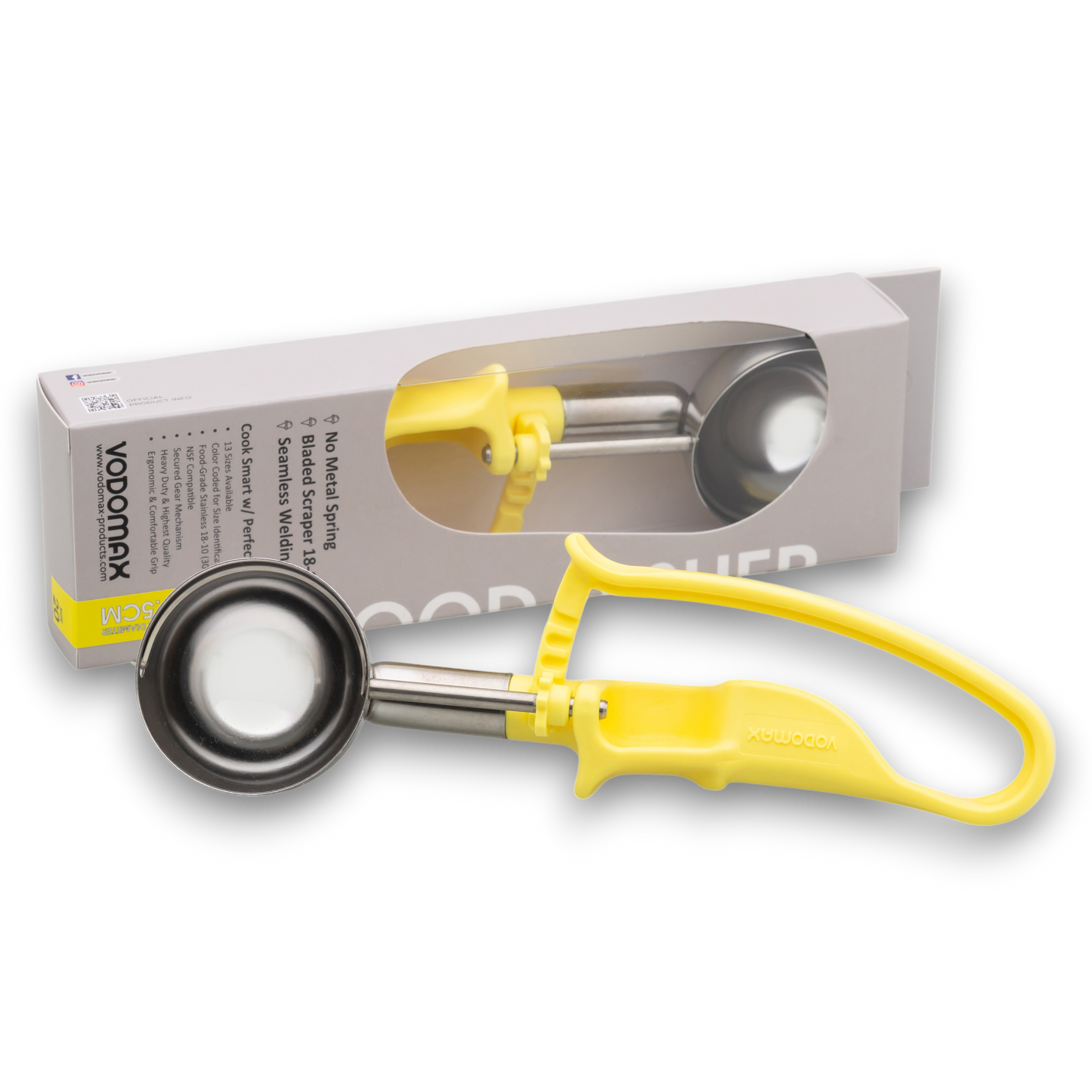 # 20 Yellow (Bowl Capacity 1.77 oz.) Durable Stainless Food Scoop, Ice Cream Digger, Gelato Disher, Portioner for Cup Cake, Muffin, Potato Salad, Ice Cream, and Gelato
