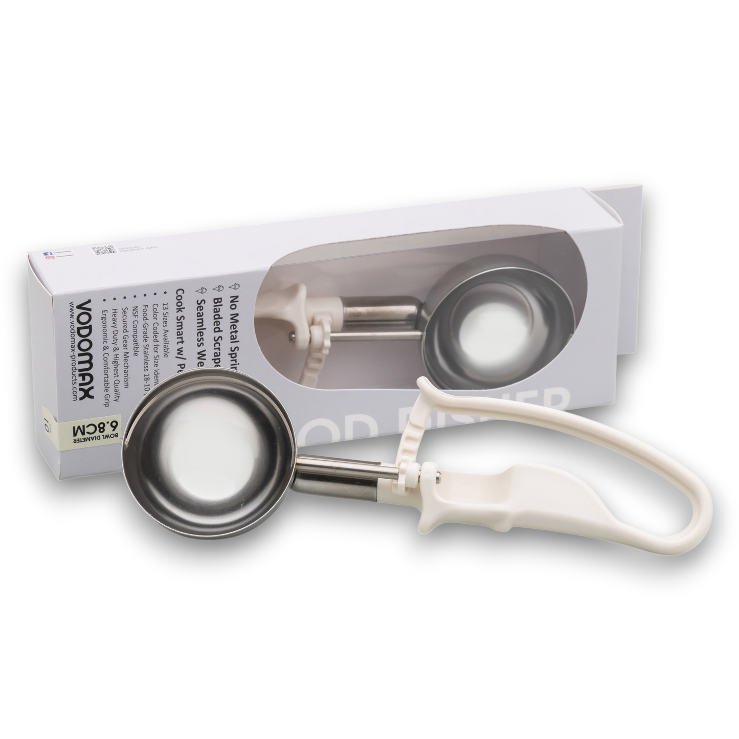 # 10 Ivory (Bowl Capacity 3.19 oz.) Commercial Stainless Food Disher Scoop, Food Scoop, Rice Scoop, Portion Control Tool for Mashed Potato, Rice, Baked Beans, Salad, or soufflé