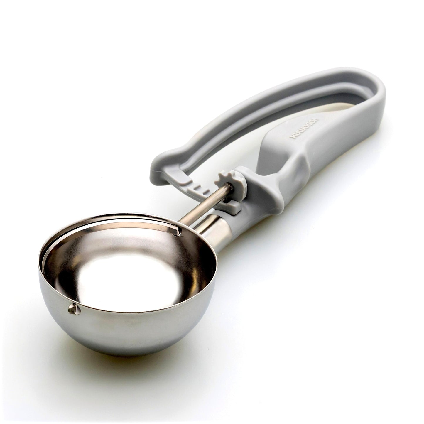 # 08 Grey (Bowl Capacity 3.64 oz.) Professional Stainless Food Disher Scoop, Portion Control Tool for Mashed Potato, Rice, Baked Beans, Salad, or soufflé