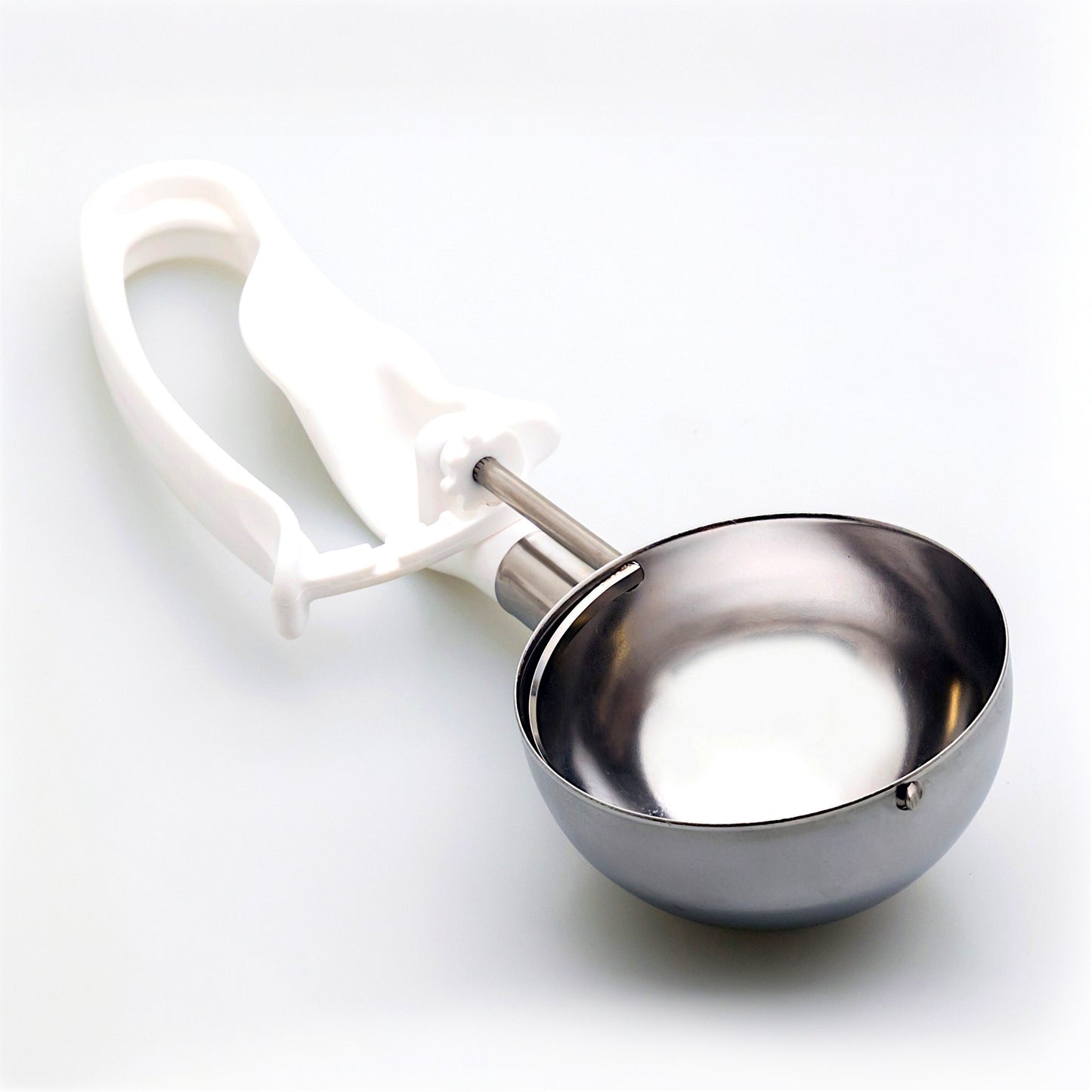 # 06 White (Bowl Capacity 4.66 oz.) Best-Rated Stainless Food Disher Scoop, Portion Control Tool for Mashed Potato, Rice, Baked Beans, Salad, or soufflé