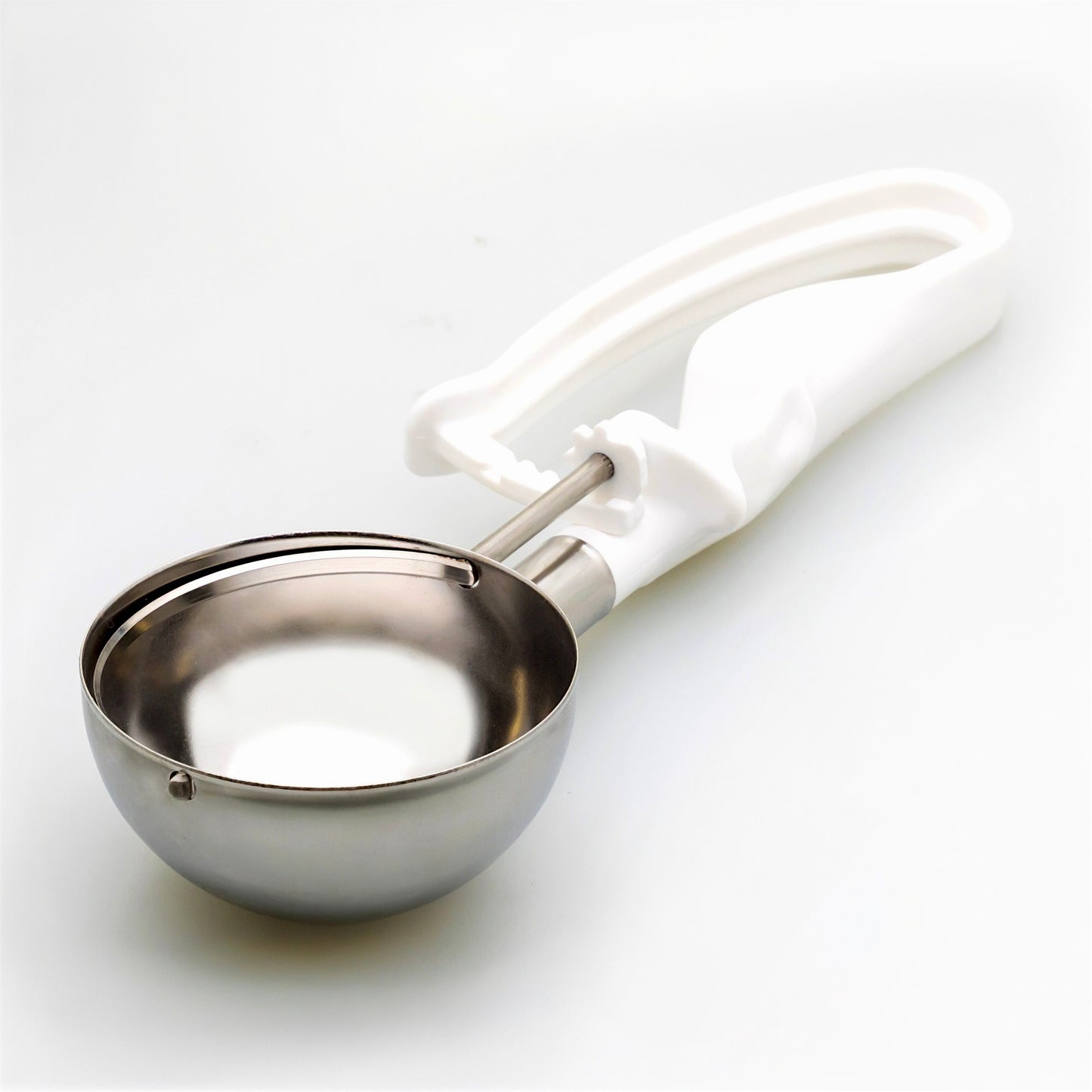 # 06 White (Bowl Capacity 4.66 oz.) Best-Rated Stainless Food Disher Scoop, Portion Control Tool for Mashed Potato, Rice, Baked Beans, Salad, or soufflé