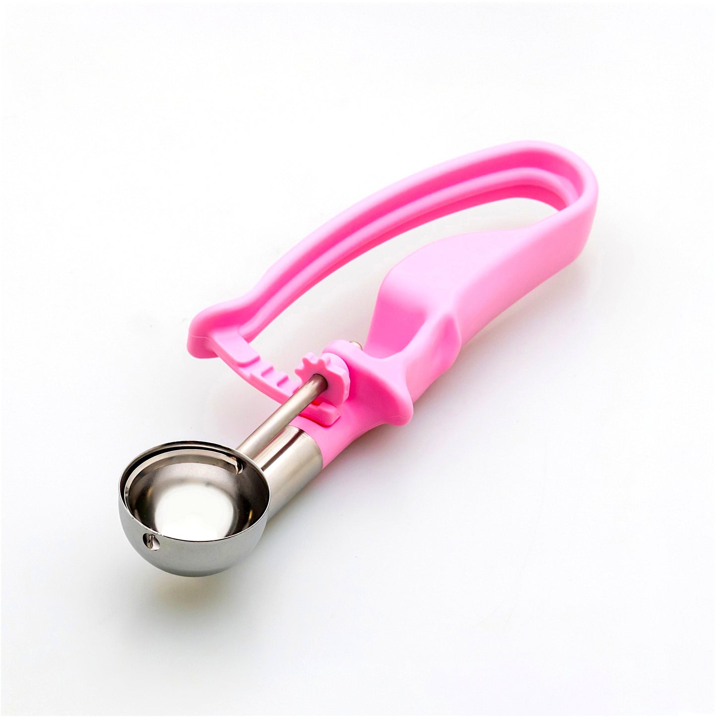 # 60 Pink (Bowl Capacity 0.53 oz.) Commercial Stainless Food Disher Scoop, Falafel Scoop, Portion Control Tool for Fruit Ball, Meat Ball, Cream Cheese, Protein Ball